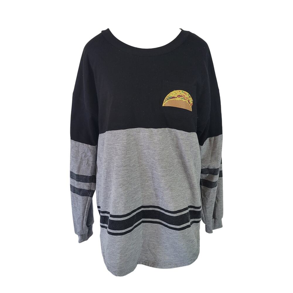 rue21 Size M Crewneck Pullover Taco Tunic Sweatshirt Let's Taco 'Bout‎ It